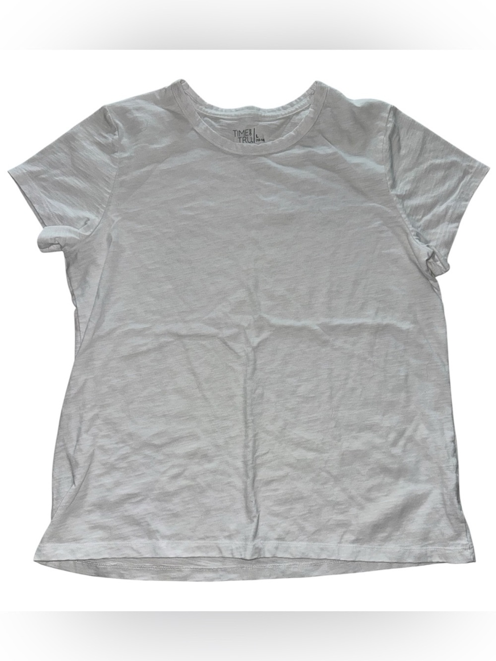 Time and Tru White Short Sleeve Crewneck T-Shirt L